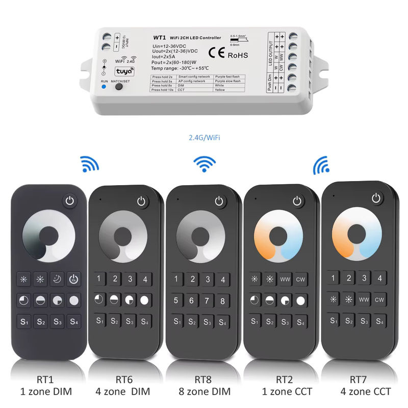Tuya Smart LED Streifen Controller für 12V 24V mit WLAN und RF Remote, CCT Dimmer kompatibel mit Alexa und Yandex Alice - Bild 3