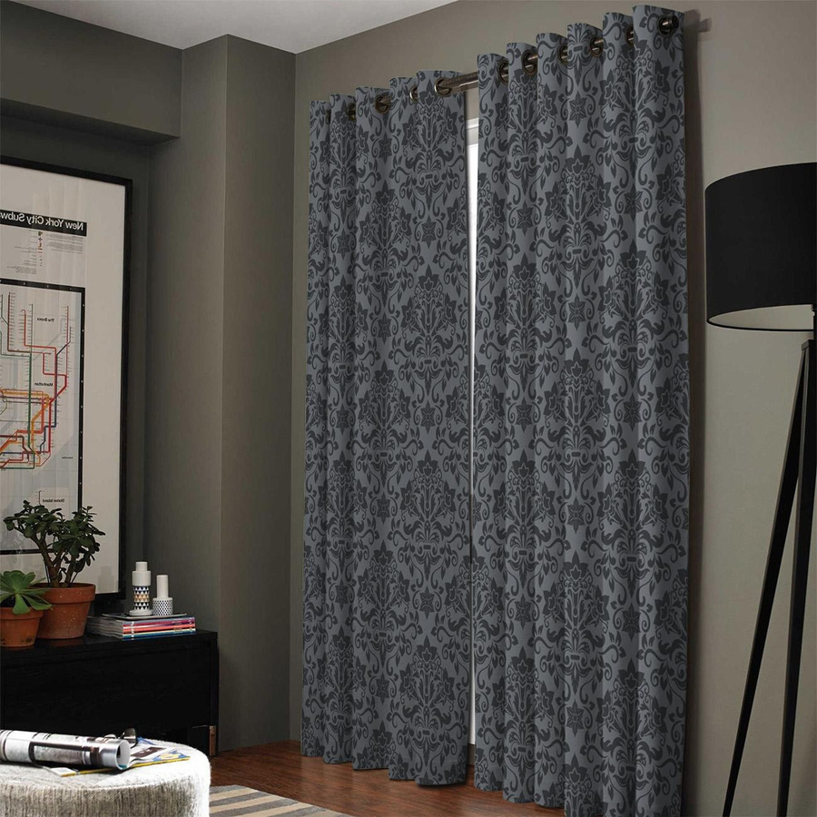 Super Six Barock Vorhänge mit Blumenmuster in Grau, semi-transparent, Breite: 135 cm, Höhe: 60 cm - Bild 2