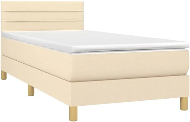 vidaXL Boxspringbett mit Matratze in Beige, Hybrid-Bett mit LED-Unterbettbeleuchtung und USB-Ladeport, B/T: 80 x 200 cm - Bild 1