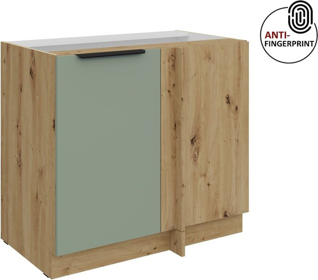 Küchen Eckschrank ARIA in Aquamarin matt mit Anti Fingerprint Effekt, Breite: 105 cm - Bild 1