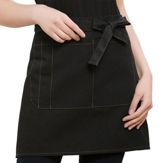 Wasserdichte Unisex-Halbschürze mit Tasche von Tliyetper in Beige für Restaurant und Café - Bild 1