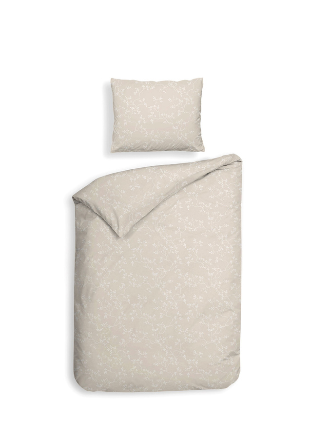Heckett & Lane Flanell Bettwäsche Alloro Desert Sand beige mit Miniblättern, B/H: 155 x 220 cm und 80 x 80 cm - Bild 1