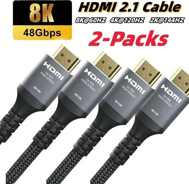 Cyanmi HDMI 2.1 Kabel für Xbox Series X und PS5, 8K/60Hz und 4K/120Hz, 48Gbps mit HDR10, Schwarz/Grau - Bild 1