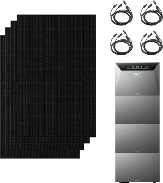 Anker SOLIX Solarbank 4 E5000 Pro in Schwarz mit 2000W bifazialen Solarmodulen und 3 BP5000 Erweiterungsakkus - Bild 1