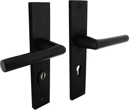 Intersteel Schutzbeschlag Aluminium in Silber und Schwarz mit Kernziehschutz PZ 72 mm eckig Drücker/Drücker - Bild 1
