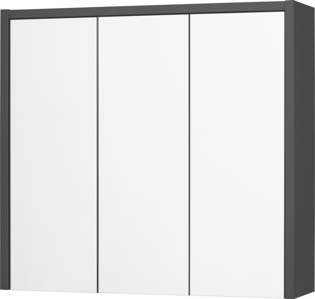 LIVARNO HOME Spiegelschrank OSLO für das Badezimmer in Anthrazit und Grau, Wandmontage mit Glastüren und internen Regalen, B/T/H: 60 x 17 x 65 cm - Bild 1