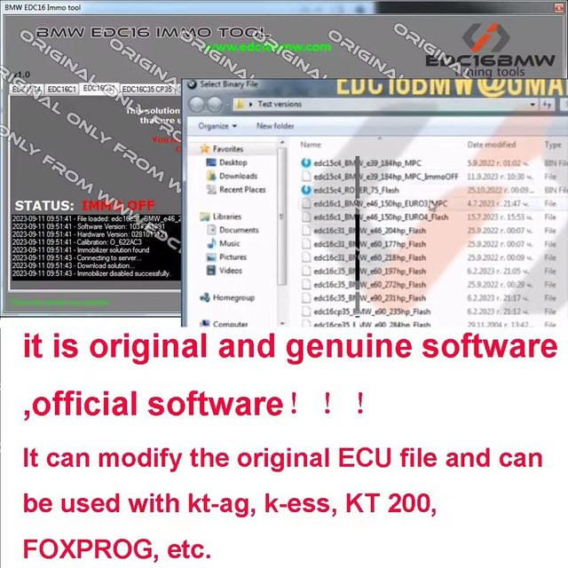 BMW Immo Tool zur Entfernung des CAS EWS-Systems für EDC15 EDC16 EDC17 Steuergeräte und Range Rover Diesel EURO3 Motoren Ecus Software Immo Off - Bild 1