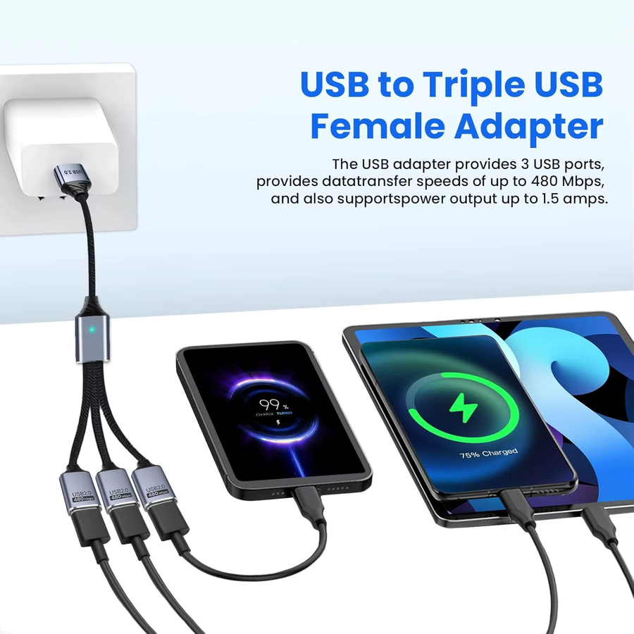 Gtwoilt USB-C-Splitter 3-Port mit USB-C-Adapter, 1-in-3-Out-Verlängerungskabel für Datenübertragung und Strom, kompatibel mit Laptop und PC-Tastatur - Bild 4