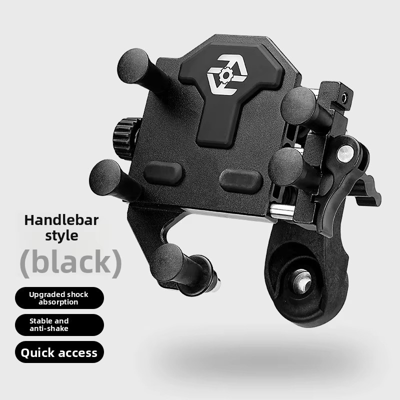 Stoßdämpfende Motorrad-Handyhalterung aus Aluminiumlegierung in Schwarz mit 360 Grad Drehung für E-Bike, Roller und GPS-Navigation - Bild 6