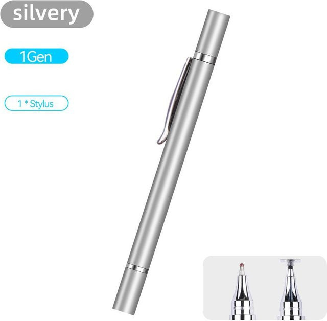 2 in 1 Universal Stylus Touch Stift für Tablet, Android, iOS, iPad und Samsung in Silber - Bild 1