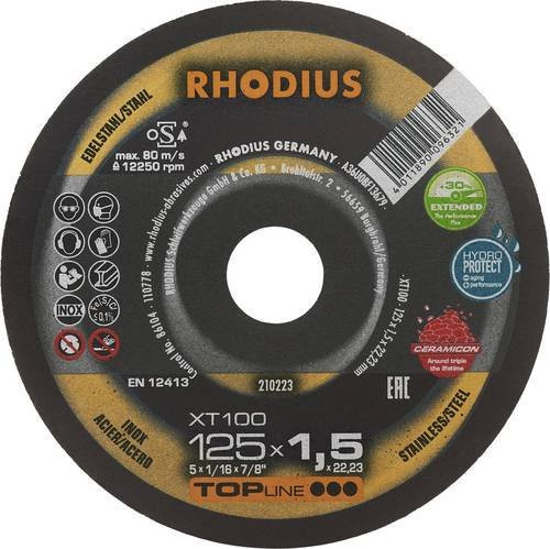 Rhodius XT100 210223 Trennscheibe für Edelstahl und Stahl, 25 Stück, Schwarz - Bild 1