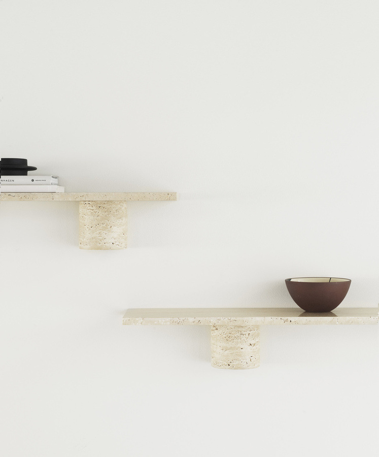 Normann Copenhagen Sten Regal Wandmontiert in Schwarz, Weiß oder Beige mit Marmor oder Travertin - Bild 1