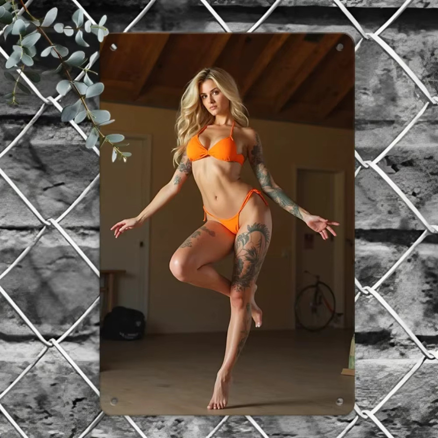 HELLOYOUNG Vintage-Bikini-Wanddekoration aus Metall, mehrfarbig, rechteckig - Bild 3