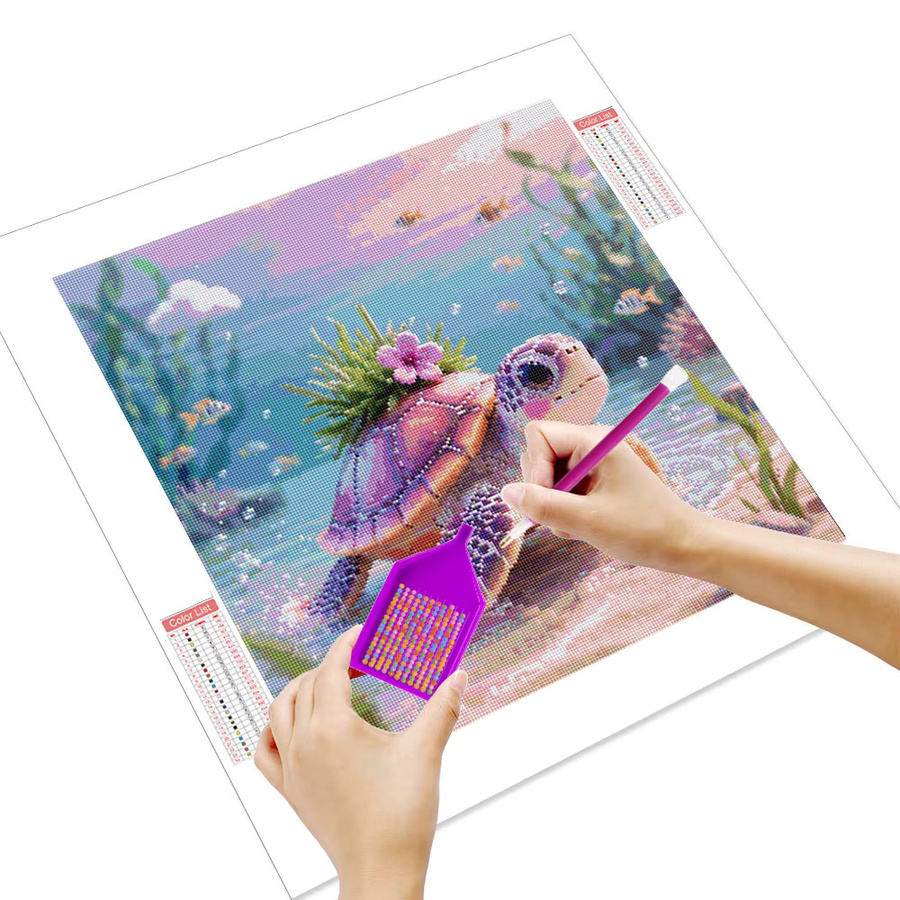 Huacan Diamant-Stickerei Set mit Meeresschildkröte, Fisch und Blumen in Multicolour - Bild 2