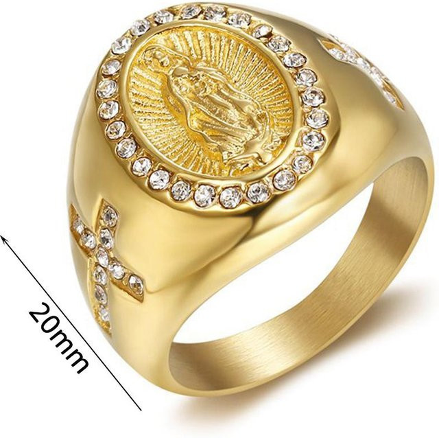 MAISCHE ZONE Ring, Edelstahl, Gold, Zirkonia, Damen - Bild 1