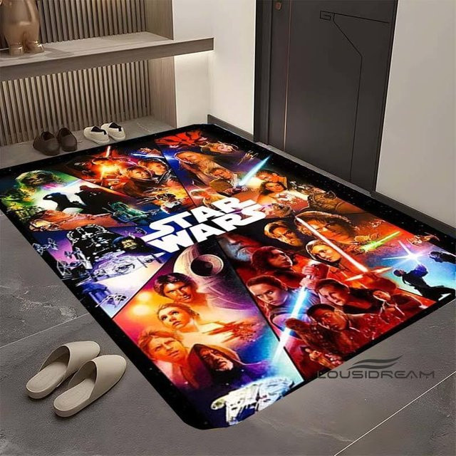 Star Wars Cartoon Teppich BestDream002 mit Retro Galaxie Weltraum Raumschiff Muster, rutschfest und waschbar, B: 150 cm, T: 100 cm - Bild 1