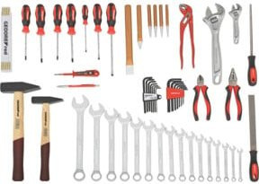 Gedore RED Werkzeugsatz ALLROUND 59-teilig im Kunststoffkoffer mit Zangen, Schraubendrehern, Hämmern und Schlüsseln - Bild 1
