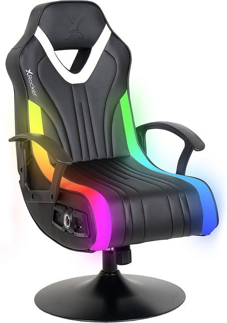 XROCKER Fury RGB 2.1 Multimedia Gaming Sessel für Kinder und Teenager in Schwarz mit RGB-Beleuchtung und 2.1 Audiosystem aus Kunstleder - Bild 1