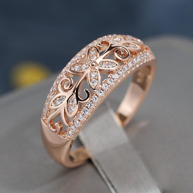 Wbmqda Ring, 585 Gold, Roségold, Kristall, Zirkonia, Damen - Bild 1