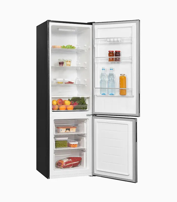 Exquisit Kühl-Gefrierkombination KGC260-75-LF-E-050E in Silver, Low Frost, Standgerät mit LED-Innenbeleuchtung und Flaschenregal, B/T/H: 75 x 66 x 187 cm - Bild 1