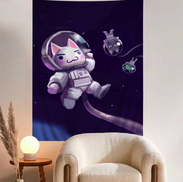 Inoue Toro Wandteppich mit Katzen-Motiv im Boho-Stil, Mehrfarbig, Breite: 60 cm, Höhe: 40 cm - Bild 1