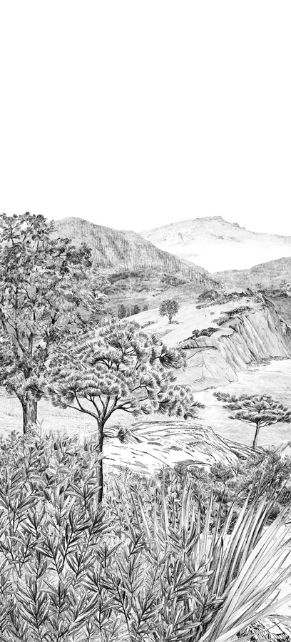 Isidore Leroy Tapete Euskadi Grisaille Panel B in Grau im Vintage-Stil als Wandbild mit den Maßen B: 330 cm, H: 150 cm - Bild 1