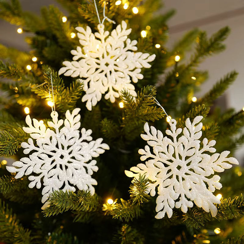 joy-enlife Weihnachtsbaum Hängeornamente in Weiß aus Kunststoff mit Schneeflocken, Engeln und Tieren im skandinavischen Design - Bild 3