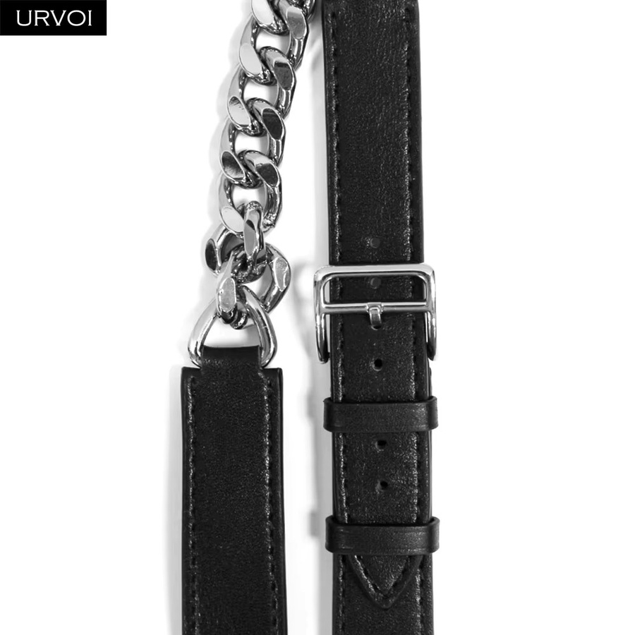 URVOI Uhrenarmband Leder, Edelstahl, Silber, Unisex - Bild 2