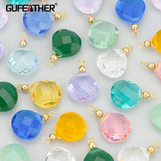 GUFEATHER Charms, 18 Karat vergoldet, Messing, Quarzstein, Unisex - Bild 1