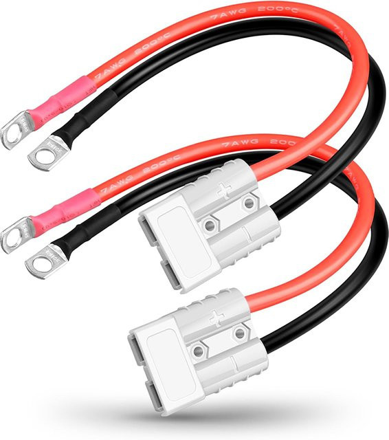 AGASHE 50-A-Batterieadapter mit 7 AWG Kabel und O-Anschluss, Länge: 30,4 cm, Ladestecker für Elektrostapler und Windenanhänger - Bild 1