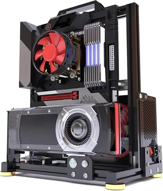 Cynzo Offenes PC-Gehäuse Rahmenregal in Schwarz für DIY ITX MATX ATX Setups mit Unterstützung für Wasser- und Luftkühlung - Bild 1