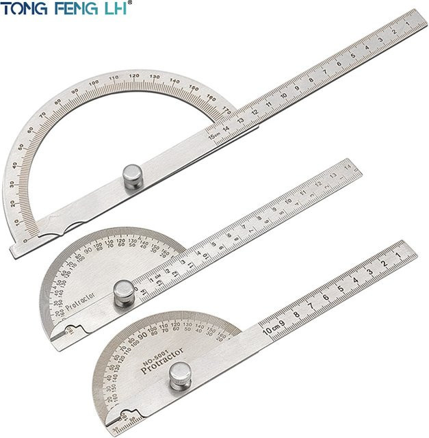Winkelmesser Goniometer aus Edelstahl in Silber von TONGFENGLH, halbkreisförmiges Winkellineal mit 15 cm Durchmesser - Bild 1