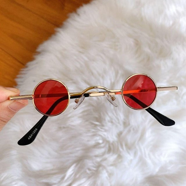 Kleine runde Sonnenbrille, Metall, Vollrand, Unisex, grau - Bild 1