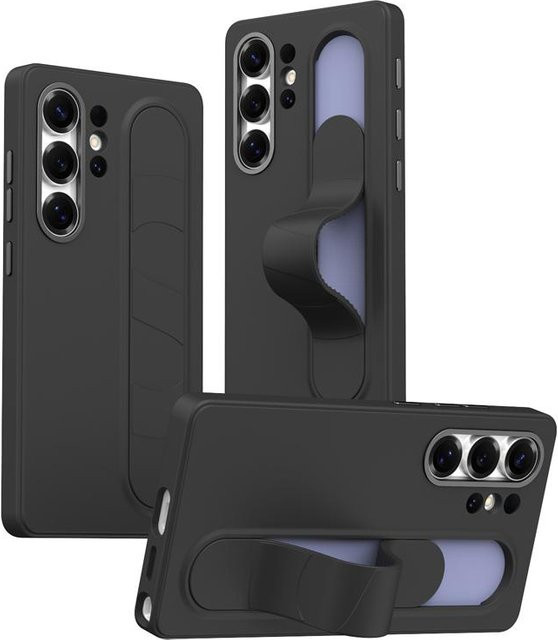 Samsung Galaxy S25 S24 Ultra Schutzhülle mit Smart Control Armband Griff und Ständer aus TPU in Schwarz, Lila, Grau oder Blau - Bild 1