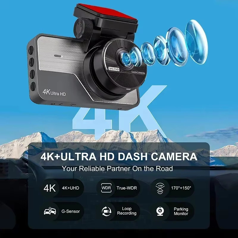 Bluavido 4K Ultra HD Dual Dash Cam in Silber mit 3,0 Zoll IPS-Bildschirm, WiFi-App-Steuerung, 170 Grad Weitwinkel, Nachtsicht und Parkmodus - Bild 2