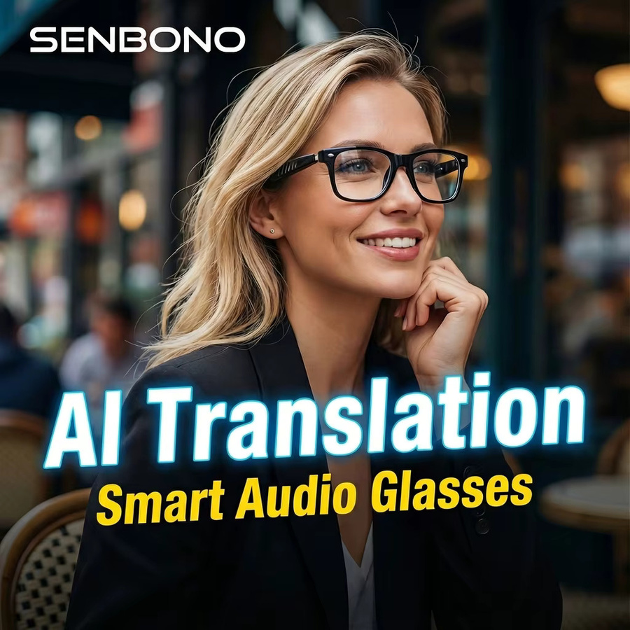 SENBONO KI-Übersetzungs-Smartbrille für Herren mit Bluetooth, Musikwiedergabe und Telefonfunktion, Sonnenbrille für 100+ Sprachen - Bild 5
