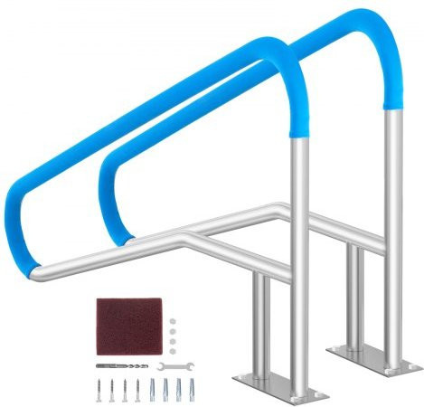 VEVOR Pool Handlauf Set aus Edelstahl mit Grundplatte und Griffabdeckung für Innen- und Außenpools sowie Spas, 2 Stück, B/H/T: 139,5 x 81 x 10 cm - Bild 1