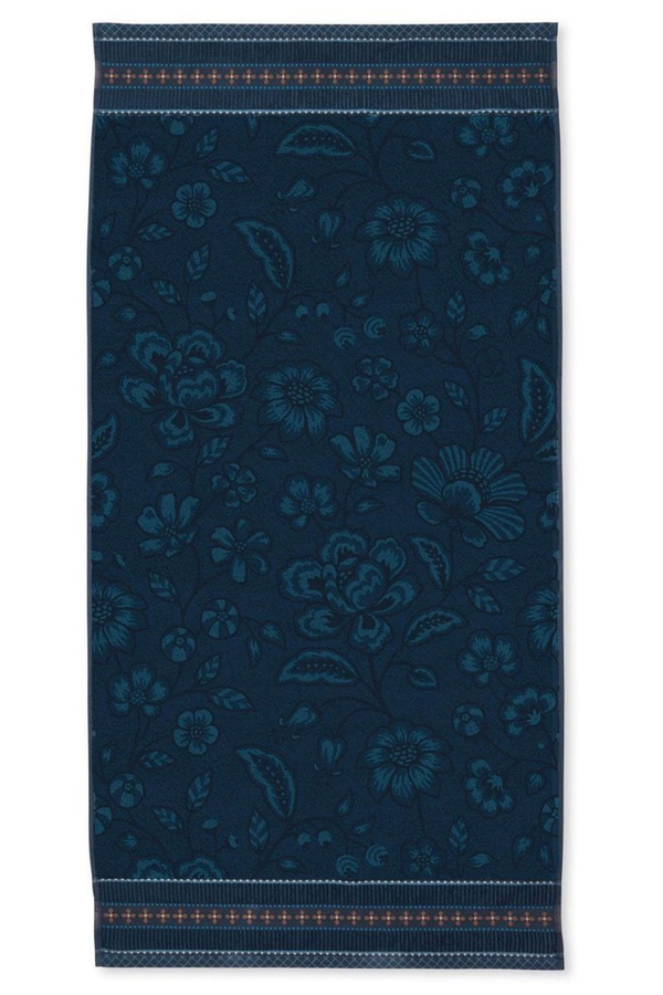 PIP Studio Handtuch Jasmin in Dark Blue mit floralem Jacquard-Blumenmuster aus Frottee, Breite: 55 cm, Höhe: 100 cm - Bild 1