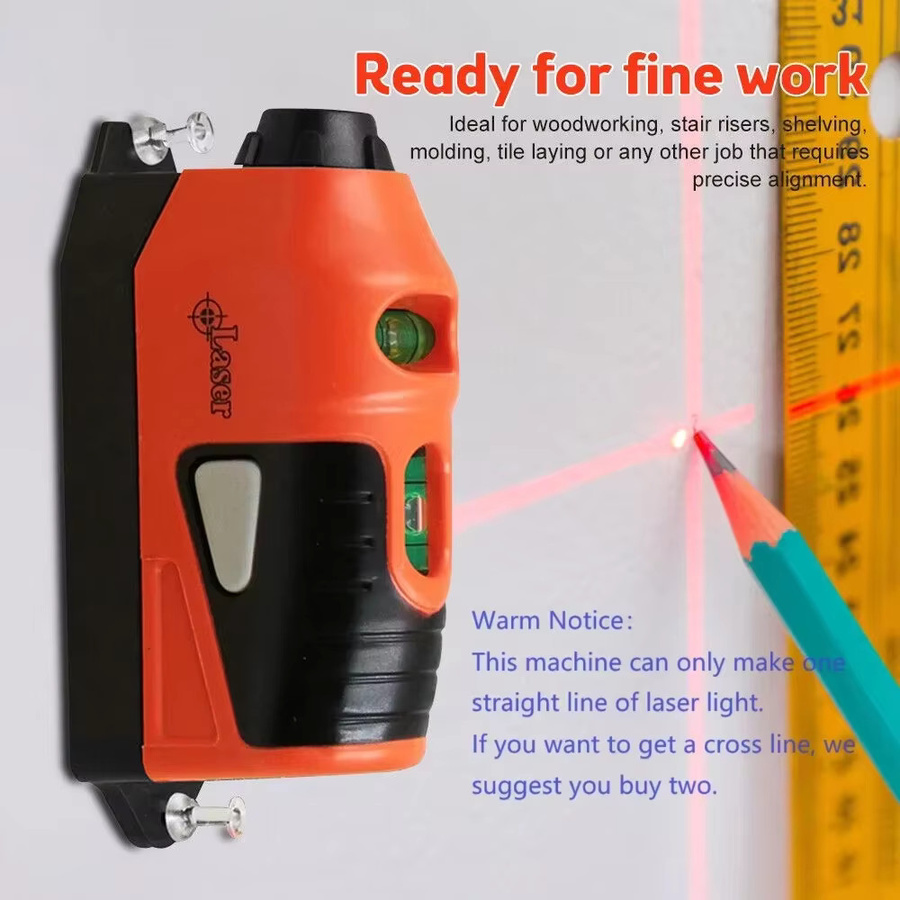 Mini Tragbare Laser-Wasserwaage mit vertikaler und horizontaler Linienprojektion in Orange - Bild 3