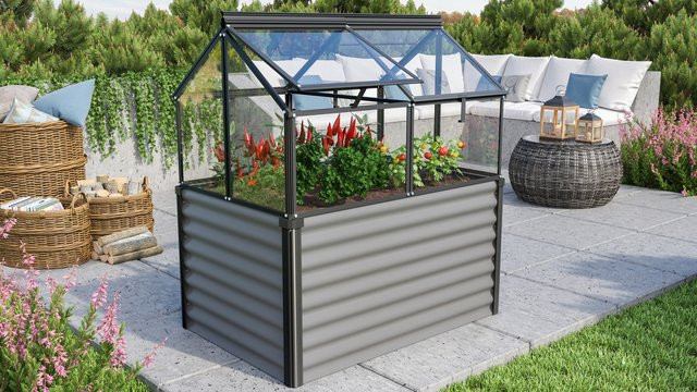 Vitavia Hochbeet Gaia Jumbo Schwarz mit ESG-Sicherheitsglas, kippbar - Bild 1