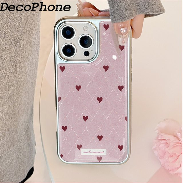 DecoPhone Sturzsichere Handyhülle mit Diamant-Herzmuster für iPhone 11 bis 17 Pro Max in Pink - Bild 1