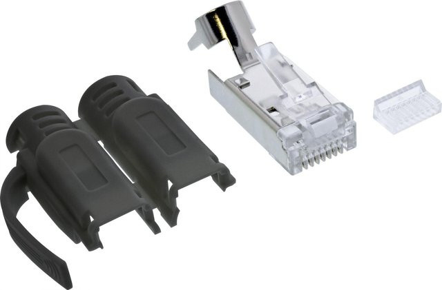 InLine Crimpstecker Cat.6A RJ45 geschirmt für Ethernet/LAN, 3-teilig, Schwarz, 100er Pack (76016S) - Bild 1