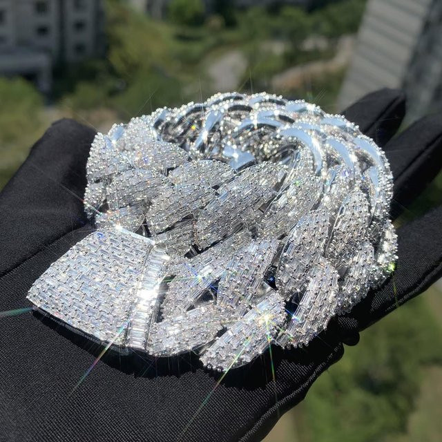 Halskette Miami Cuban, Edelstahl, Silber, Zirkonia, Herren, 55,88 cm - Bild 1
