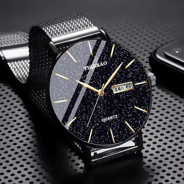 Herrenuhr, Quarz, Edelstahl, Schwarz, Datum, 3 ATM - Bild 1