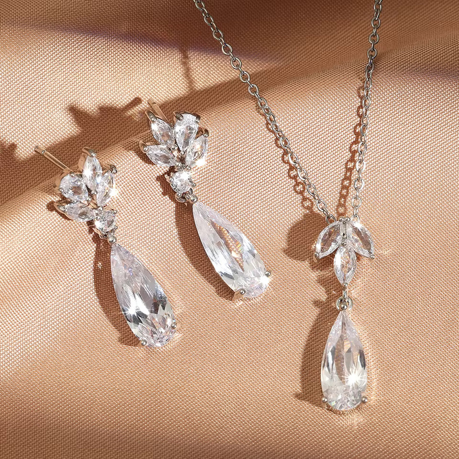 ZAKOL Schmuck-Set, Halskette, Ohrringe, Zirkonia, Kristall, Silber, Damen - Bild 3