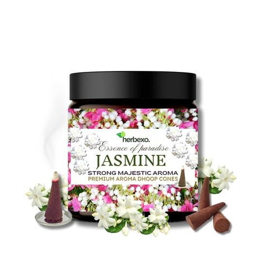 Vedic Spices Jasmin Dhoop und Attar Kombi-Set mit Kräuter-Dhoop Kegeln und natürlichem Jasminduft für Meditation und Pooja - Bild 3