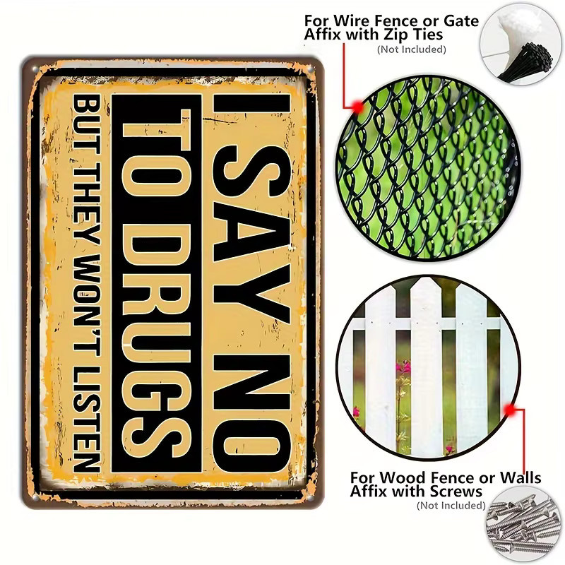 CIFBUY Vintage Say No To Drugs Metallwandschild aus Aluminium, B/H: 30 x 20 cm - Bild 4