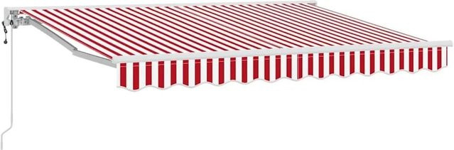 vidaXL Markise mit Semi-Cassette in Rot-Weiß gestreift aus Polyester und Aluminium, B/T: 250 x 200 cm - Bild 1