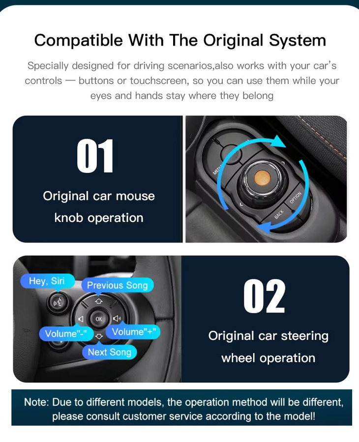 CARABC Drahtlose CarPlay und Android Auto Interface Box für BMW Mini Cooper CIC NBT R55 R56 R57 R58 R59 R60 R61 mit AirPlay und Mirror Link, Schwarz - Bild 5