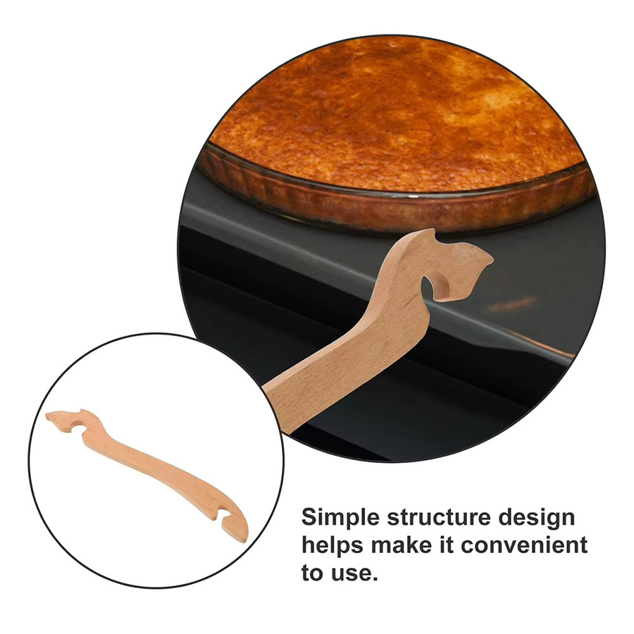 Multiyilego Hitzebeständliche Toaster-Zangen aus Holz in Braun mit gebogenem Design - Bild 3